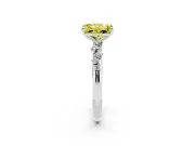 Fancy Yellow Radiant Cut Diamond Cluster Solitaire Ring Set in White gold with Prong Setting