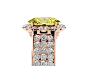 Oval Pavé Engagement Ring Setting for a Fancy Yellow Lab-Grown Diamond | Wide Three-Row Band | Rose Gold