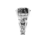 Round Three-Stone Engagement Ring Setting for a Black Center | Pavé Shoulders | Sterling Silver