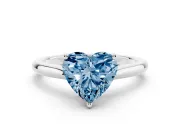 Fancy Blue Heart Cut Diamond Solitaire Ring Set in White gold with Cathedral Band and Prong Setting