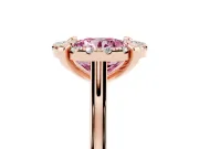 Round Halo Engagement Ring Setting for a Fancy Pink Lab-Grown Diamond | Claw Corners | Rose Gold