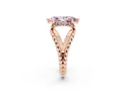 Fancy Pink Marquise Cut Diamond Halo Ring Set in Rose gold with Twisted Band and Prong Setting