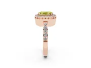 Emerald Cut Milgrain Halo Engagement Ring Setting for a Fancy Yellow Lab-Grown Diamond | Pavé Shoulders | Rose Gold