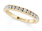 Round Diamond Wedding Eternity Band Set in Yellow gold with Channel Setting