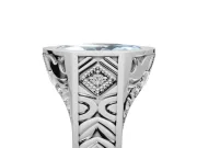Marquise Vintage Bezel Engagement Ring Setting for a Fancy Blue Lab-Grown Diamond | Engraved Band | White Gold