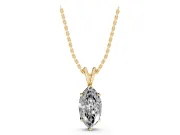 Marquise Lab-Grown Diamond Solitaire Pendant Necklace | V Split Bail | Yellow Gold