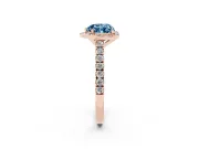 Heart-Shaped Halo Pavé Engagement Ring Setting for a Fancy Blue Lab-Grown Diamond | Rose Gold