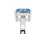 Fancy Blue Emerald Cut Diamond Solitaire Ring Set in Platinum with Prong Head and Smooth Polished Band