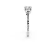 Cushion Cut Hidden Halo Pave Engagement Ring Setting | Claw Prongs | White Gold