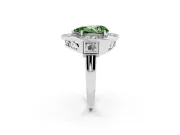 Fancy Green Pear Cut Diamond Milgrain Halo Ring Set in Silver with Split Shank