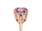 Princess Cut Cluster Accent Engagement Ring Setting for a Fancy Pink Lab-Grown Diamond | Rose Gold