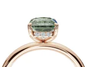 Radiant Cut Hidden Halo Ring Setting for a Fancy Green Lab-Grown Diamond | Rose Gold