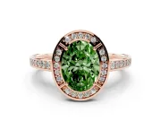 Oval Sectioned Halo Engagement Ring Setting for a Fancy Green Lab-Grown Diamond | Rose Gold