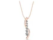 Round Lab-Grown Diamond Graduated S-Curve Pendant Necklace | Ribbon Detail | Rose Gold