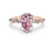 Pear-Shaped Graduated Accent Engagement Ring Setting for a Fancy Pink Lab-Grown Diamond | Rose Gold