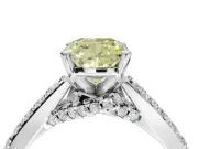 Cushion Cut Pavé Engagement Ring Setting for a Fancy Yellow Lab-Grown Diamond | Crossover Gallery | Sterling Silver