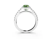 Fancy Green Emerald Cut Diamond Halo Engagement Ring Set in Platinum with Pavé Band and Prong Setting