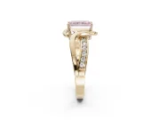 Radiant Cut Bypass Solitaire Engagement Ring Setting for a Fancy Pink Lab-Grown Diamond | Pavé Strands | Yellow Gold