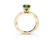 Fancy Green Princess Cut Diamond Solitaire Ring Set in Yellow gold with Twisted Band and Bead Prong Setting