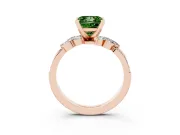 Fancy Green Princess Cut Diamond Solitaire Ring Set in Rose gold with Marquise Twist Band and Prong Setting