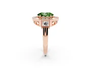 Fancy Green Oval Cut Diamond Milgrain Halo Ring Set in Rose gold with Split Shank