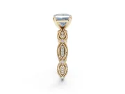 Princess Cut Vintage Engagement Ring Setting for a Fancy Blue Lab-Grown Diamond | Graduated Stations | Yellow Gold