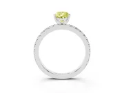 Fancy Yellow Pear Cut Diamond Pavé Band Solitaire Set in Platinum with Prong Setting