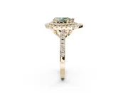Fancy Green Pear-Shaped Lab-Grown Diamond Double Halo Statement Ring Set in Yellow Gold with Pavé Band