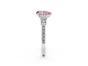 Fancy Pink Three-Stone Pear Cut Diamond Pavé Band Ring Set in Silver with Prong Setting