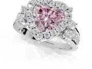 Heart-Shaped Halo Engagement Ring Setting for a Fancy Pink Lab-Grown Diamond | Graduated Channel Band | Sterling Silver