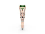 Fancy Green Asscher Cut Diamond Split Shank Ring Set in Rose gold with Pavé Band and Prong Setting