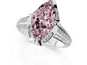 Fancy Pink Marquise Cut Diamond Pavé Split Shank Solitaire Ring Set in White gold with Prong Setting