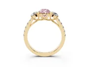 Pear-Shaped Engagement Ring Setting for a Fancy Pink Lab-Grown Diamond | Three Stone | Yellow Gold