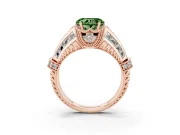 Heart-Shaped Vintage Milgrain Engagement Ring Setting for a Fancy Green Lab-Grown Diamond | Hidden Halo | Rose Gold