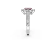 Emerald Cut Vintage Halo Engagement Ring Setting for a Fancy Pink Lab-Grown Diamond | White Gold