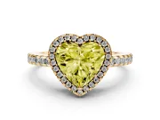 Heart-Shaped Pave Halo Engagement Ring Setting for a Fancy Yellow Lab-Grown Diamond | Yellow Gold