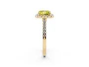 Princess Cut Halo Engagement Ring Setting for a Fancy Yellow Lab-Grown Diamond | Pave Shoulders | Yellow Gold