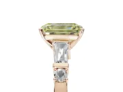Emerald Cut Tapered Baguette Engagement Ring Setting for a Fancy Yellow Lab-Grown Diamond | Bar Set Sides | Rose Gold
