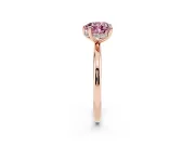 Fancy Pink Heart Cut Diamond Solitaire Ring Set in Rose gold with Thin Band and Prong Setting