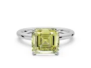 Asscher Cut Hidden Halo Ring Setting for a Fancy Yellow Lab-Grown Diamond | White Gold