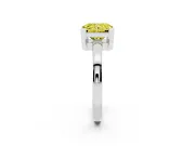 Fancy Yellow Radiant Cut Diamond Solitaire Ring Set in Silver with Prong Head and Smooth Polished Band