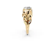 Round Leaf Bypass Engagement Ring Setting | Pave Leaf Accents | Yellow Gold