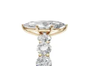 Marquise Side Stone Engagement Ring Setting | Scalloped Prong Accents | Yellow Gold