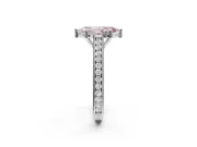 Marquise Vintage Engraved Pavé Engagement Ring Setting for a Fancy Pink Lab-Grown Diamond | Milgrain Edges | Platinum