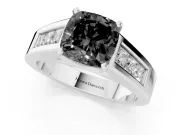 Cushion Cut Channel-Set Engagement Ring Setting for a Black Center | Wide Band | Sterling Silver