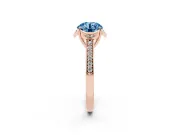 Round Floral Pavé Engagement Ring Setting for a Fancy Blue Lab-Grown Diamond | Rose Gold