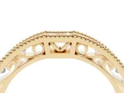 Round Diamond Pavé Chevron Band Set in Yellow gold with Milgrain Edges
