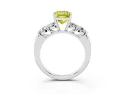 Princess Cut Five Stone Engagement Ring Setting for a Fancy Yellow Lab-Grown Diamond | Plain Band | Sterling Silver