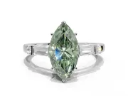 Marquise Tapered Baguette Engagement Ring Setting for a Fancy Green Lab-Grown Diamond | Platinum