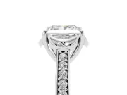 Princess Cut Floral Pavé Engagement Ring Setting | Petal Accents | White Gold
